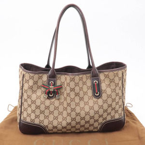 💎✨BEAUTIFUL✨💎 Authentic GUCCI Princy Sherry GG Canvas Leather Tote Bag